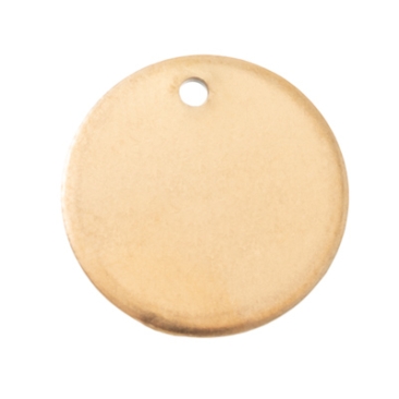 Stainless steel pendant, round, diameter 15 mm, gold-coloured