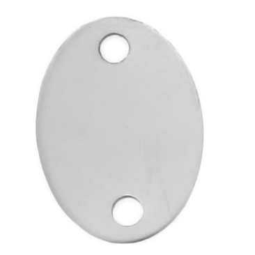 Pendentif en acier inoxydable, Ovale, 24 x 17 mm, argenté