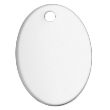 Stainless steel pendant, oval, 30 x 20 mm, silver-coloured