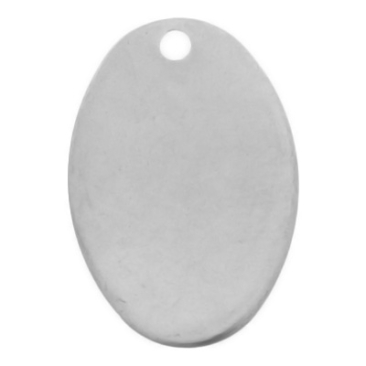 Stainless steel pendant, oval, 18 x 12 mm, silver-coloured