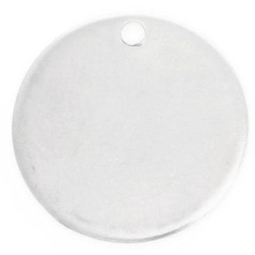 Pendentif en acier inoxydable, rond, diamètre 15 mm, argenté