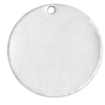 Pendentif en acier inoxydable, rond, diamètre 22,5 mm, argenté