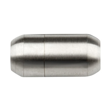 Stainless steel magnetic clasp, barrel, 19 x 9 mm, for bands with 5 mm diameter