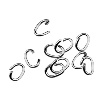 Stainless steel binding rings oval open 3.5 x 2.5 mm, silver-coloured, 10 pcs.