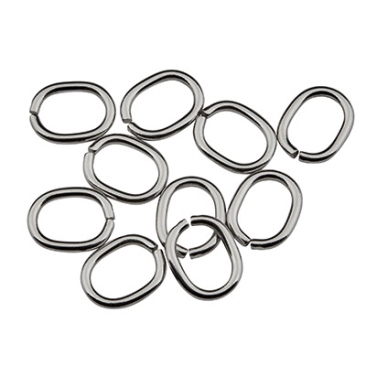 Stainless steel binding rings oval open 13.5 x 11.0 mm, silver-coloured, 10 pcs.