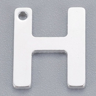 Pendentif en acier fin, lettre H, 11 x 9 mm, argenté