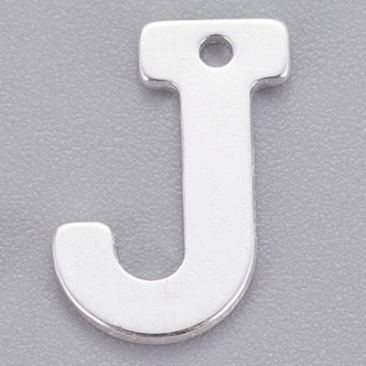 Stainless steel pendant, letter J, 11 x 8 mm, silver colour