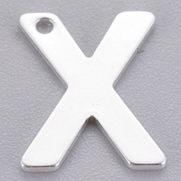 Stainless steel pendant, letter X, 11 x 9 mm, silver colour