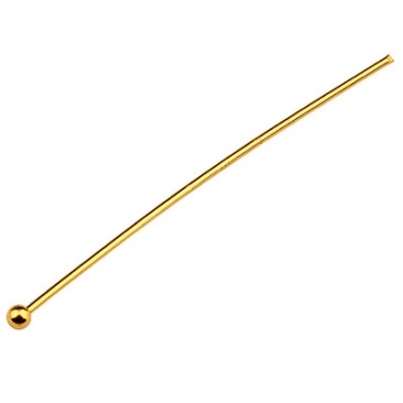 Edelstahl Kettelstift mit Kugel, Länge 40 mm, Kugel 2 mm, Stiftdurchmesser 0,7 mm, goldfarben