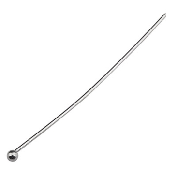 Stainless steel chain pin with ball, length 40 mm, ball 2 mm, pin diameter 0.7 mm, silver-coloured