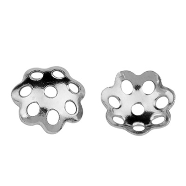 Stainless steel bead cap, flower, 6 x 6 x 1 mm, hole: 1 mm