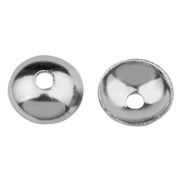 Edelstahl Perlkappe, silberfarben, 4 mm, Loch: 0,8 mm