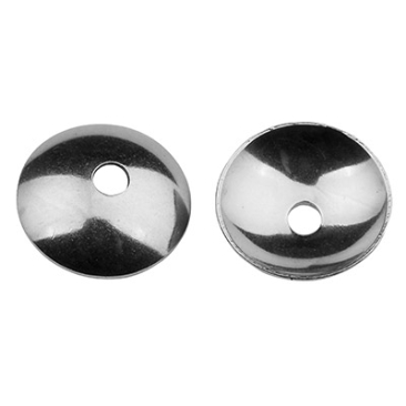 Stainless steel bead cap, silver-coloured, 10 x 2.5 mm, eyelet: 1.5 mm