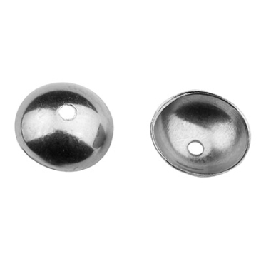 Edelstahl Perlkappe, silberfarben, 6 x 2mm, Öse: 0,5 mm