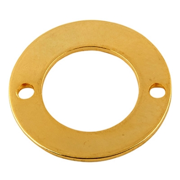 Roestvrij stalen armband connector, ring, goudkleurig, 15x0.8mm, oogje 1.2mm