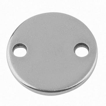 Stainless steel bracelet connector, round, silver-coloured, 10x1mm, eyelet 1.4mm
