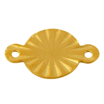 Roestvrij stalen armband connector, rond, goudkleurig, 15x9x0.5mm, oogje 1mm