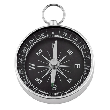 Stainless steel compass, round, 44 x 9mm