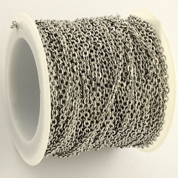 Stainless steel anchor chain, silver-coloured, 2.4 x 1.9 x 0.4 mm, roll with 10 metres