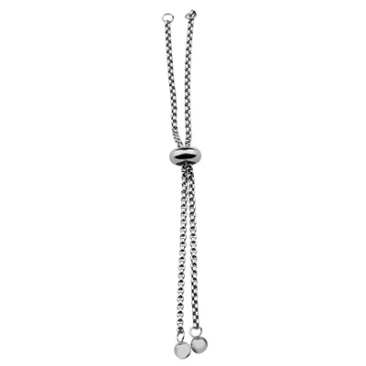 Adjustable stainless steel bracelet with 2 eyelets, suitable for bracelet connectors, silver-coloured