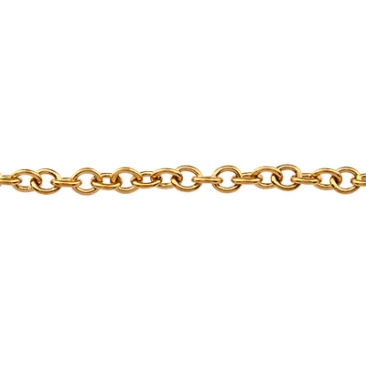 Stainless steel link chain with carabiner, gold-coloured, length 45 cm, chain links 1.5 mm