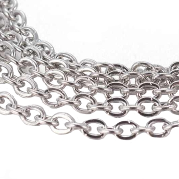 Stainless steel anchor chain, silver-coloured, 2 x 1.5 x 0.4 mm, 2 metres