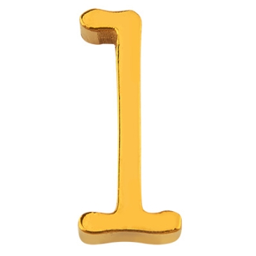 Letter: L, roestvrijstalen kraal in de vorm van een letter, goudkleurig, 13 x 6 x 3 mm, gatdiameter: 1,8 mm