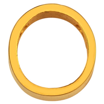 Letter: O, roestvrijstalen kraal in de vorm van een letter, goudkleurig, 12 x 10 x 3 mm, gatdiameter: 1,8 mm