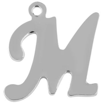 Buchstabe: M, Edelstahlanhänger in Buchstabenform, silberfarben, 14 x 13 x 1 mm, Lochdurchmesser: 1 mm