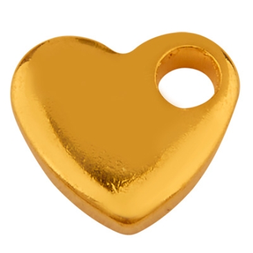 Stainless steel pendant, heart, gold-coloured, 6 x 7 x 1.5 mm, loop: 1.6mm