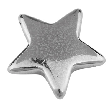 Perle en acier inoxydable étoile, argentée 13,5 mm x 2,5mm