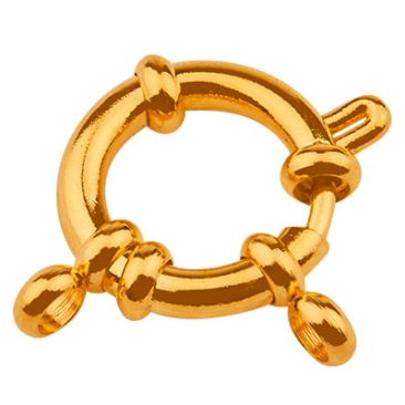 Stainless steel spring ring clasp, gold-coloured, 23 x 14 x 4 mm, eyelet: 2.5 mm