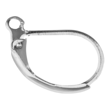 Stainless steel earring hoop, silver-coloured 15 x 10 x 1.5 mm, eyelet: 1.2 mm; pin: 1x0.8 mm