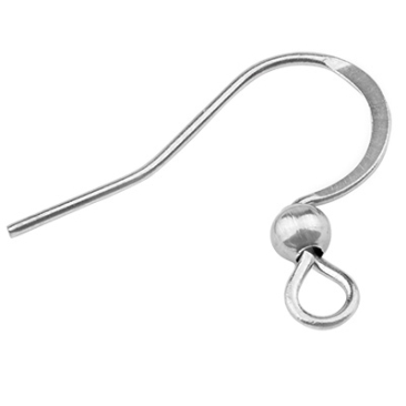 Stainless steel fishhook, silver-coloured, 16 x 18 mm, eye: 2 mm; pin: 0.7 mm