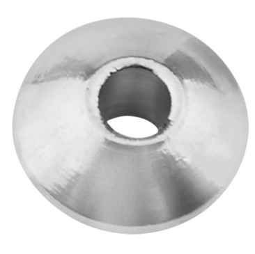 Roestvrij stalen kraal spacer rondel, zilverkleurig, 6 x 3 mm, gat: 1,8 mm