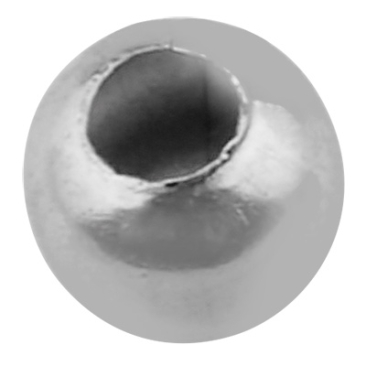 Edelstahl Perle Spacer Kugel, silberfarben, 4 mm, Bohrung: 1,5 mm