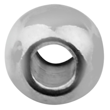 Perle en acier inoxydable, argentée, 5 mm, perçage : 1 mm