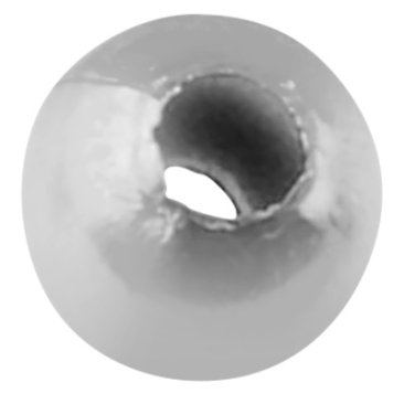 Perle en acier inoxydable, argentée, 3 x 3 mm, perçage : 1 mm