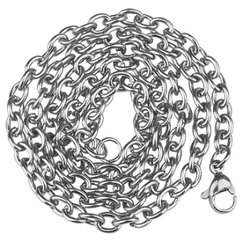 Stainless steel link chain, with lobster clasp, silver-coloured, length 45 cm