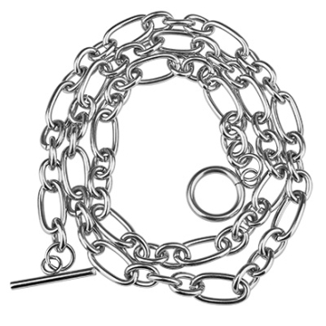 Stainless steel Figaro chain, with toggle clasp, silver-coloured, length 52 cm