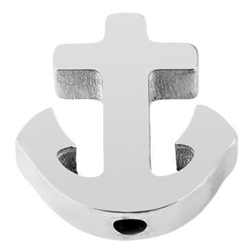 Stainless steel bead anchor, silver-coloured, 14.5x14x3 mm, hole: 1.8 mm