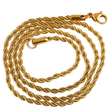 Stainless steel link chain with lobster clasp, gold-coloured, length 50 cm
