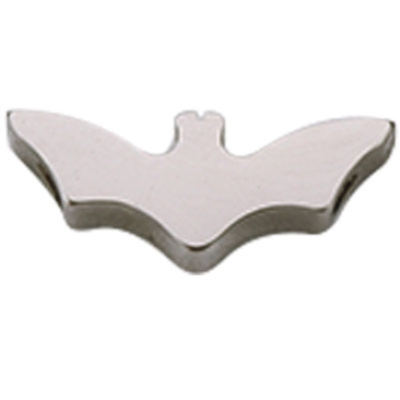 Halloween stainless steel bead bat, silver-coloured, 5.5x14.5x3 mm, hole: 1.5 mm