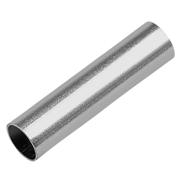 Perle en acier inoxydable, tube, argenté, 10x2,5 mm, trou : 2 mm