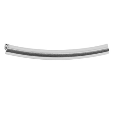 Stainless steel bead, curved tube, silver-coloured, 20x2 mm, hole: 1.4 mm