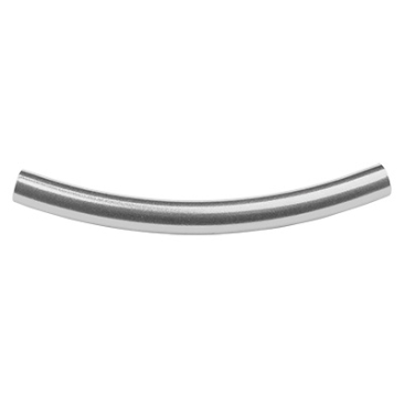 Stainless steel bead, curved tube, silver-coloured, 53x5 mm, hole: 4 mm