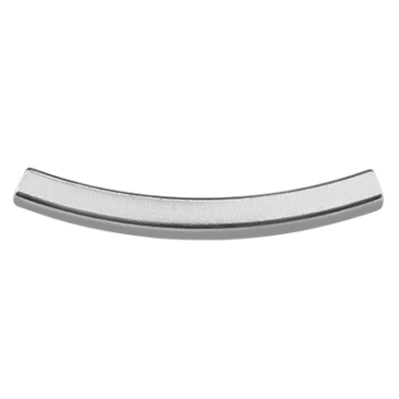 Stainless steel bead, curved tube, silver-coloured, 30x3x3 mm, hole: 1.8x1.8 mm