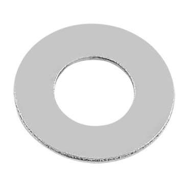 Spacer en acier inoxydable, rond, argenté, 8x0,4 mm, trou : 3,5 mm