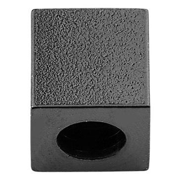 Perle en acier inoxydable, cube, noir, 6x6x6 mm, trou : 3 mm