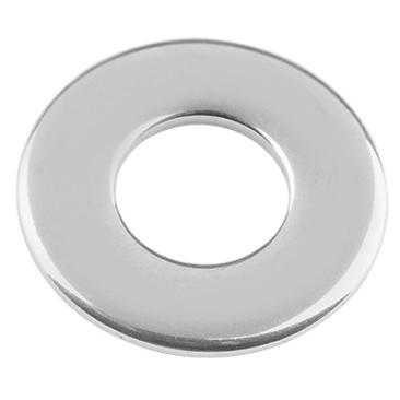 Perle en acier inoxydable, donut, argenté, 16x3 mm, diamètre intérieur : 6 mm